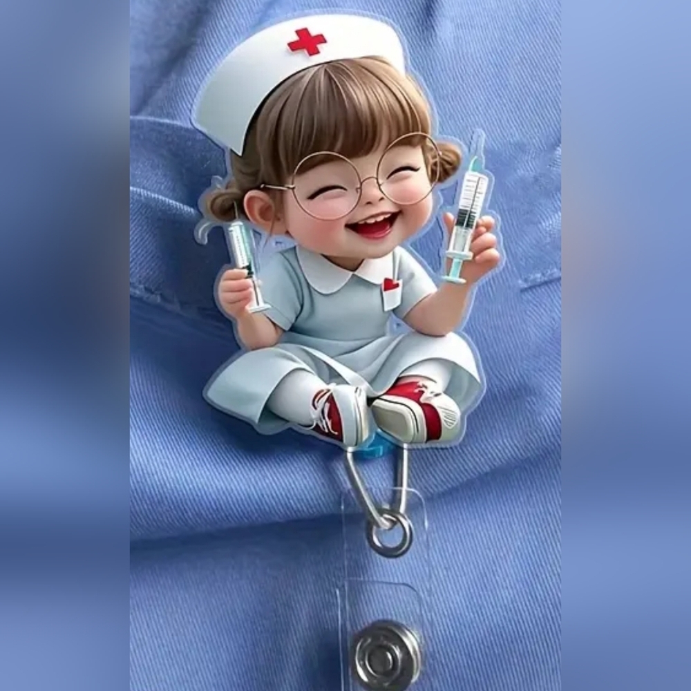 Nurses Giggle Girl Custom Acrylic Name Badge ID holder